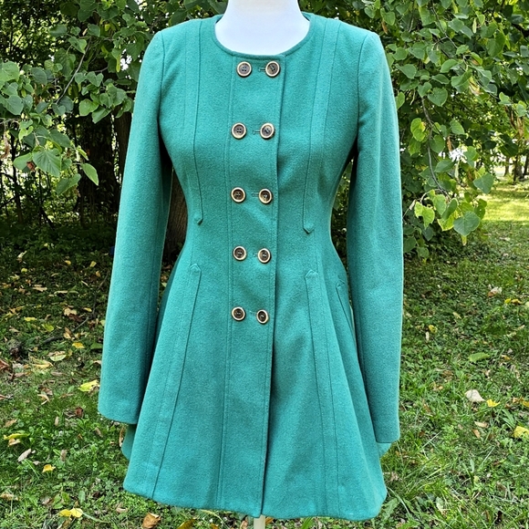Anthropologie Elevenses Parker Peacoat - US Size 2 - Green - Picture 1 of 14